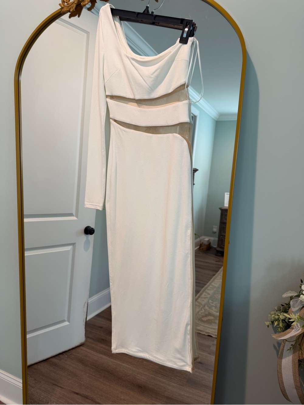 JLUXLABEL One-Shoulder White Cutout Midi Dress
